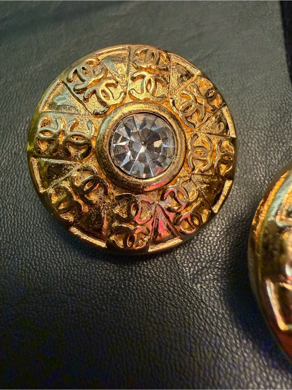 CHANEL Vintage Button Clip On Earrings With COA
